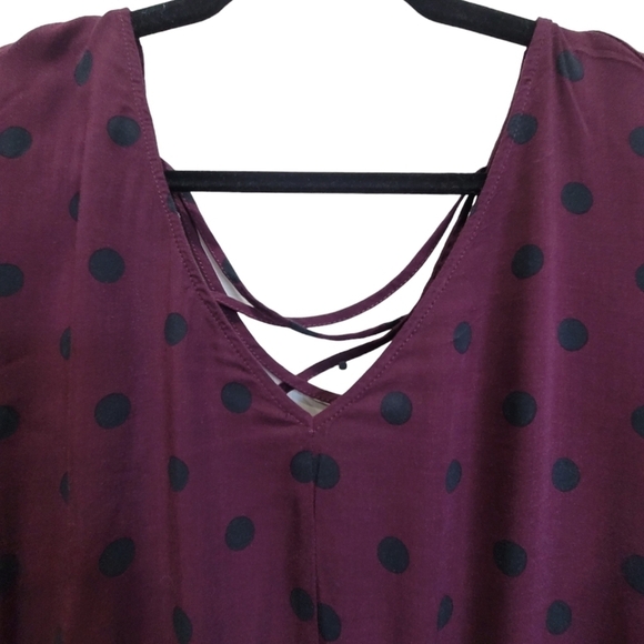 TORRID 3X Polka Dot V Neck Razor Back Drawstring Tunic - Picture 5 of 8